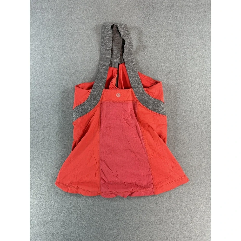 Lululemon Tank Top Womens 4 Red Built In Bra‎ Crossback Yoga Athletic Running